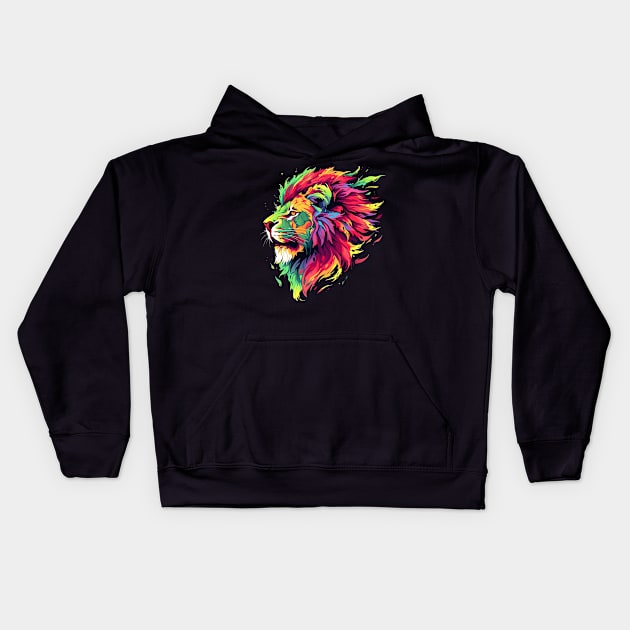 colorful lion Kids Hoodie by dorapeterx